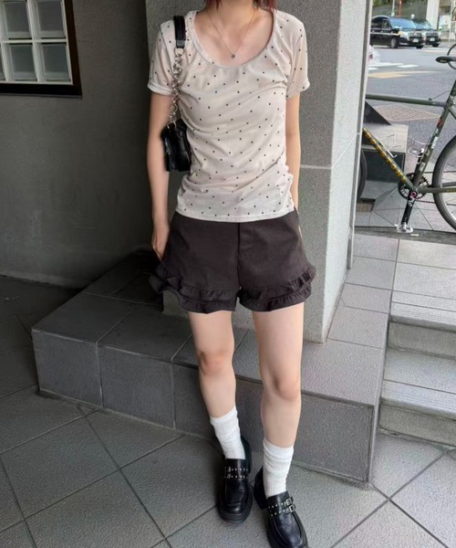 mebole(メボレ)の「dot short sleeved top(Tシャツ/カットソー・レディース・アイボリー/グレー・FREE)」の14枚目の写真