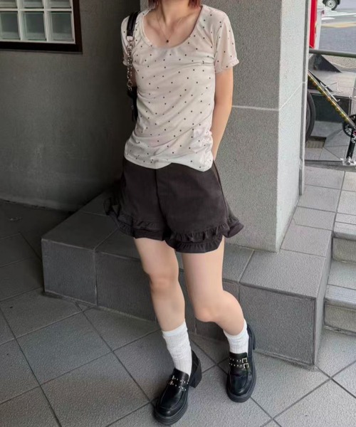 mebole(メボレ)の「dot short sleeved top(Tシャツ/カットソー・レディース・アイボリー/グレー・FREE)」の15枚目の写真