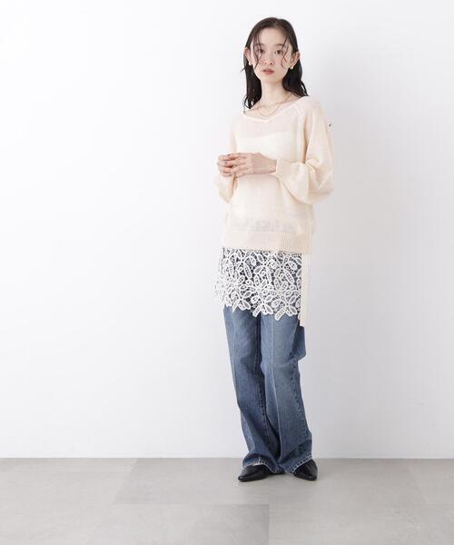 N.（N. Natural Beauty Basic）（エヌエヌナチュラルビューティーベーシック）の「アルパカ混Ｖネックニット（ニット/セーター・レディース・ライトグリーン/ピンク/オフホワイト・ﾌﾘ-）」の6枚目の写真