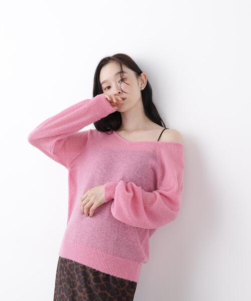 N.（N. Natural Beauty Basic）（エヌエヌナチュラルビューティーベーシック）の「アルパカ混Ｖネックニット（ニット/セーター・レディース・ライトグリーン/ピンク/オフホワイト・ﾌﾘ-）」の14枚目の写真