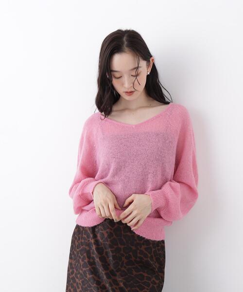 N.（N. Natural Beauty Basic）（エヌエヌナチュラルビューティーベーシック）の「アルパカ混Ｖネックニット（ニット/セーター・レディース・ライトグリーン/ピンク/オフホワイト・ﾌﾘ-）」の20枚目の写真