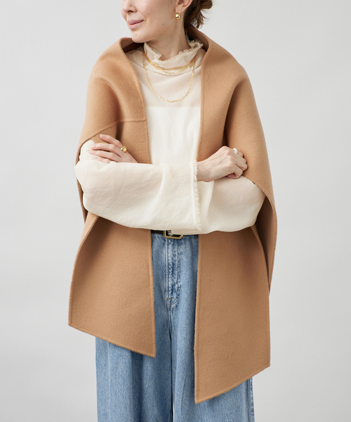 VERMEIL par iena(ヴェルメイユパーイエナ)の「woolリバー2WAYストール(ストール/ショール・レディース・キャメル/ブラック・FREE)」の13枚目の写真