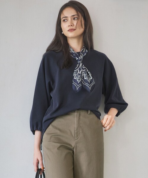 23区 S（ニジュウサンクチイサイサイズ）の「ライトダンボール バルーン袖プルオーバー（Tシャツ/カットソー・レディース・ネイビー系/グレー系/ベージュ系・32）」の3枚目の写真