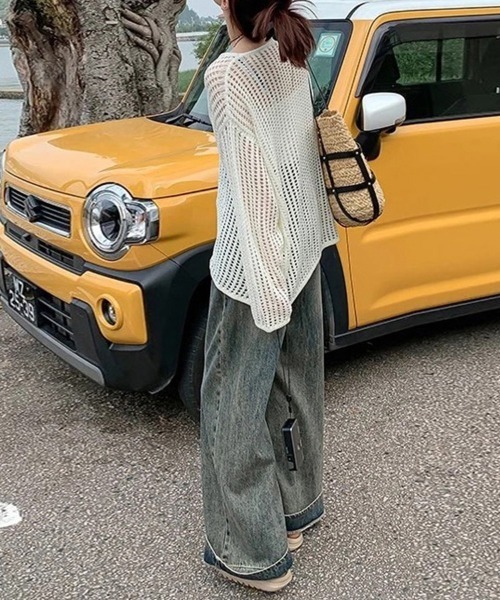 ReRe（リリ）の「透かし編み長袖メッシュニットトップス（ニット/セーター・レディース・ベージュ/ホワイト/ブラック・FREE）」の18枚目の写真