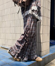 w closet | チェックフリルパンツ(その他パンツ)
