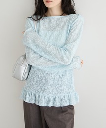 forksy.（フォルクシー）の「【forksy.】<エブリデイシリーズ>花柄レース ボートネック メローフリルトップス（Tシャツ/カットソー）」