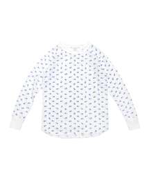【JEMORGAN LONG JOHNS】 CVCワッフル 青花柄ラグランクルーネックパック入りロンT(JC-091-59S)