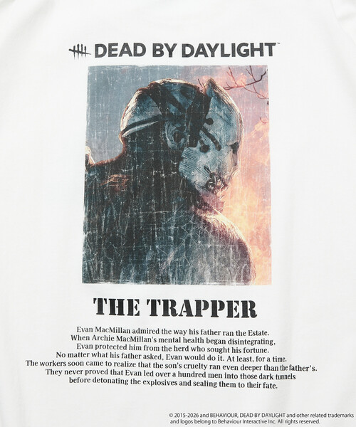 FREAK'S STORE(フリークスストア)の「DEAD BY DAYLIGHT 別注 THE TRAPPER フォト バックプリント クルーネックTシャツ(Tシャツ/カットソー・メンズ・ホワイト/ブラック・LARGE/X-LARGE/MEDIUM)」の8枚目の写真
