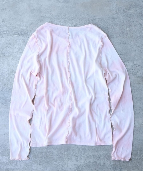 yuni(ユニ )の「60/-強撚ストレッチフライス difused dyeクルーネックプルオーバー(Tシャツ/カットソー・レディース・チャコールグレー/ピンク・FREE)」の3枚目の写真