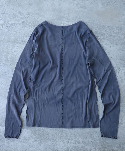 yuni(ユニ )の「60/-強撚ストレッチフライス difused dyeクルーネックプルオーバー(Tシャツ/カットソー・レディース・チャコールグレー/ピンク・FREE)」の7枚目の写真