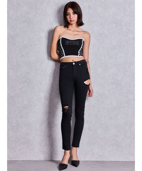 GYDA（ジェイダ）の「ミドルウエストSIDE RIPPEDカラースキニーパンツ（その他パンツ・レディース・ブラック・X-SMALL）」の15枚目の写真
