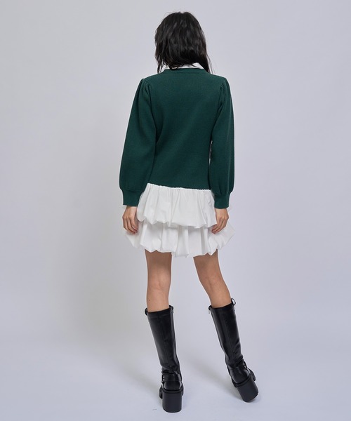REDYAZEL(レディアゼル)の「【=LOVE 大場花菜さん着用】ビッグリボンティアードニットシャツミニワンピース(ワンピース・レディース・ネイビー/グリーン/ライトグレー・FREE)」の16枚目の写真