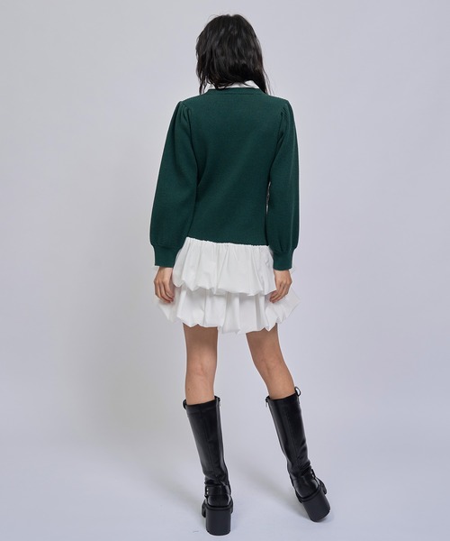 REDYAZEL(レディアゼル)の「【=LOVE 大場花菜さん着用】ビッグリボンティアードニットシャツミニワンピース(ワンピース・レディース・ネイビー/グリーン/ライトグレー・FREE)」の17枚目の写真