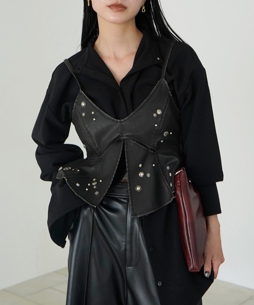 Ameri（アメリ）の「BLACK TULLE RAFFLE CAMI TOP（その他トップス