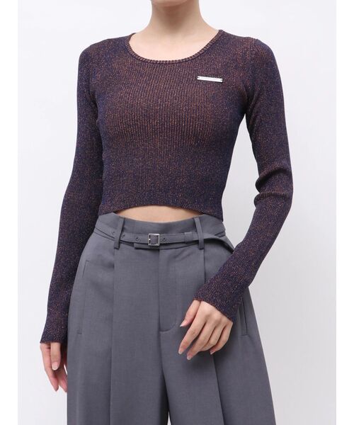 MURUA(ムルーア)の「ロゴプレートラメニット 秋服(ニット/セーター・レディース・ネイビー/ブラック/ブラウン/アイボリー・FREE)」の5枚目の写真