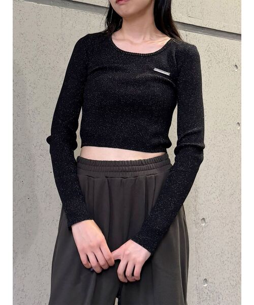 MURUA(ムルーア)の「ロゴプレートラメニット 秋服(ニット/セーター・レディース・ネイビー/ブラック/ブラウン/アイボリー・FREE)」の7枚目の写真