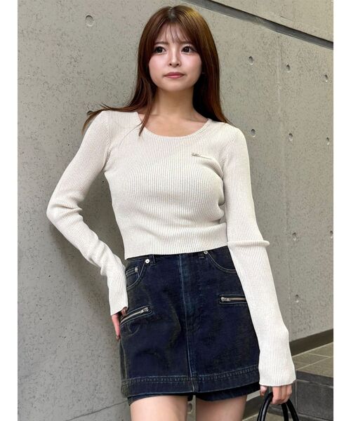 MURUA(ムルーア)の「ロゴプレートラメニット 秋服(ニット/セーター・レディース・ネイビー/ブラック/ブラウン/アイボリー・FREE)」の11枚目の写真