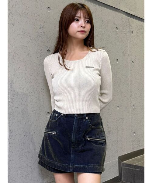 MURUA(ムルーア)の「ロゴプレートラメニット 秋服(ニット/セーター・レディース・ネイビー/ブラック/ブラウン/アイボリー・FREE)」の12枚目の写真
