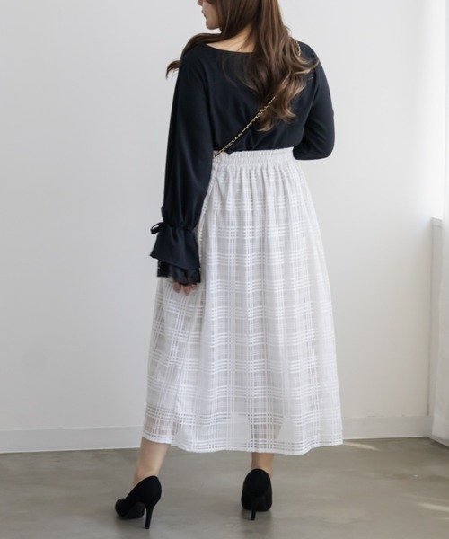 CLETTE(クレット)の「シアーチェックAラインスカート(スカート・レディース・ブラック/アイボリー・4L/3L/LL)」の6枚目の写真