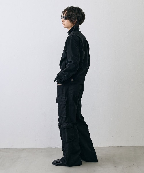 Shoowtime(ショウタイム)の「Military Napoleon Double Zip Jacket / ミリタリーナポレオンダブルジップベルベットライクジャケット(ミリタリージャケット・メンズ・ブラック/クリーム・X-LARGE/LARGE/MEDIUM/SMALL)」の9枚目の写真