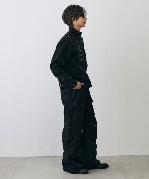 Shoowtime(ショウタイム)の「Military Napoleon Double Zip Jacket / ミリタリーナポレオンダブルジップベルベットライクジャケット(ミリタリージャケット・メンズ・ブラック/クリーム・X-LARGE/LARGE/MEDIUM/SMALL)」の10枚目の写真