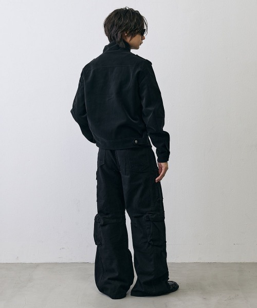 Shoowtime(ショウタイム)の「Military Napoleon Double Zip Jacket / ミリタリーナポレオンダブルジップベルベットライクジャケット(ミリタリージャケット・メンズ・ブラック/クリーム・X-LARGE/LARGE/MEDIUM/SMALL)」の11枚目の写真