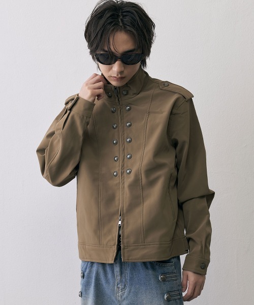 Shoowtime(ショウタイム)の「Military Napoleon Double Zip Jacket / ミリタリーナポレオンダブルジップベルベットライクジャケット(ミリタリージャケット・メンズ・ブラック/クリーム・X-LARGE/LARGE/MEDIUM/SMALL)」の14枚目の写真