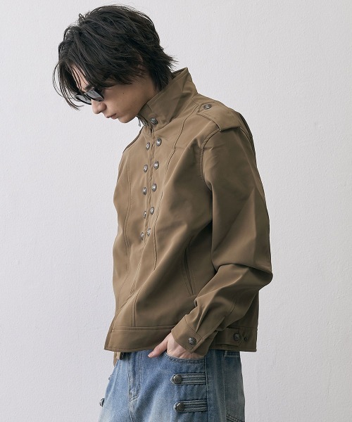 Shoowtime(ショウタイム)の「Military Napoleon Double Zip Jacket / ミリタリーナポレオンダブルジップベルベットライクジャケット(ミリタリージャケット・メンズ・ブラック/クリーム・X-LARGE/LARGE/MEDIUM/SMALL)」の15枚目の写真