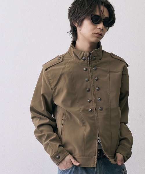 Shoowtime(ショウタイム)の「Military Napoleon Double Zip Jacket / ミリタリーナポレオンダブルジップベルベットライクジャケット(ミリタリージャケット・メンズ・ブラック/クリーム・X-LARGE/LARGE/MEDIUM/SMALL)」の16枚目の写真