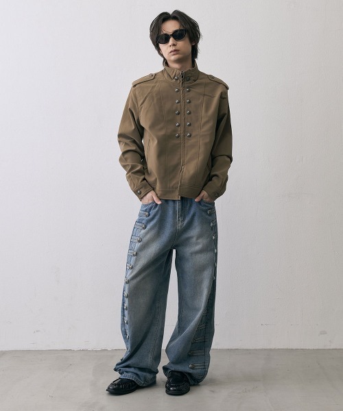 Shoowtime(ショウタイム)の「Military Napoleon Double Zip Jacket / ミリタリーナポレオンダブルジップベルベットライクジャケット(ミリタリージャケット・メンズ・ブラック/クリーム・X-LARGE/LARGE/MEDIUM/SMALL)」の21枚目の写真