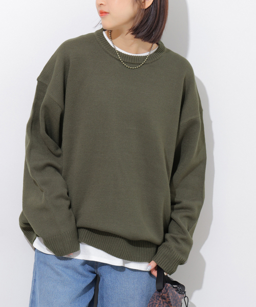 LOGAN knitting mills(ローガンニッティングミルズ)の「《WEB限定》別注【LOGAN Knitting Mills】ジャカードニット(ニット/セーター・レディース・ダークパープル/チャコールグレー/ブラック・FREE)」の2枚目の写真