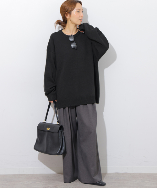 LOGAN knitting mills(ローガンニッティングミルズ)の「《WEB限定》別注【LOGAN Knitting Mills】ジャカードニット(ニット/セーター・レディース・ダークパープル/チャコールグレー/ブラック・FREE)」の4枚目の写真