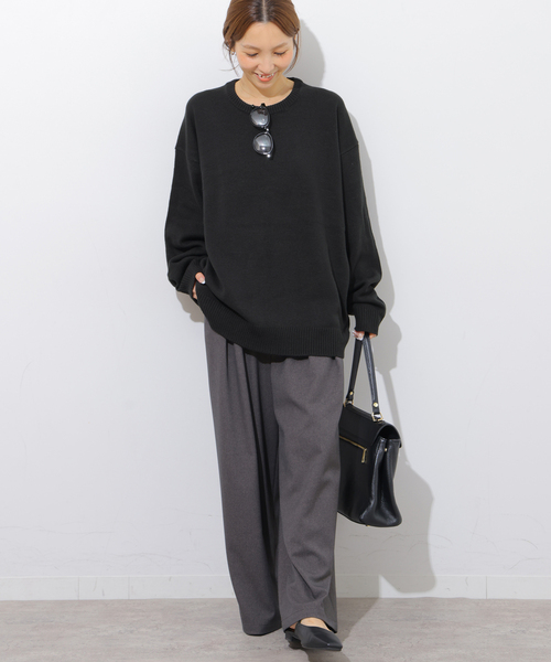 LOGAN knitting mills(ローガンニッティングミルズ)の「《WEB限定》別注【LOGAN Knitting Mills】ジャカードニット(ニット/セーター・レディース・ダークパープル/チャコールグレー/ブラック・FREE)」の5枚目の写真