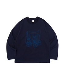 クラシック ブックストア 長袖Tシャツ (ネイビー)