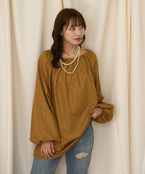 CIAOPANIC(チャオパニック)の「【neutral by ciaopanic】オフショルボリュームブラウス(シャツ/ブラウス・レディース・アイボリー/ブラウン・FREE)」の16枚目の写真