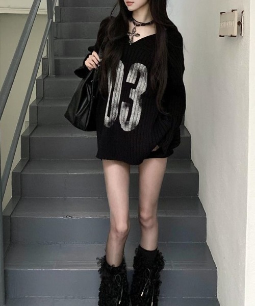 ViViDAY(ビビデー)の「03プリントニットプルオーバー(ニット/セーター・レディース・ブラック・M)」の5枚目の写真