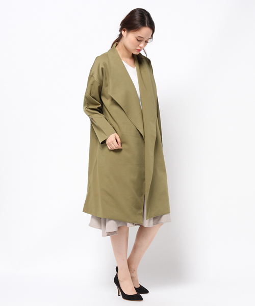 VENCEEXCHANGE（ヴァンスエクスチェンジ）の「ガウンコート                    （チェスターコート・レディース・ブラック/オリーブ/ライトベージュ・MEDIUM）」の3枚目の写真
