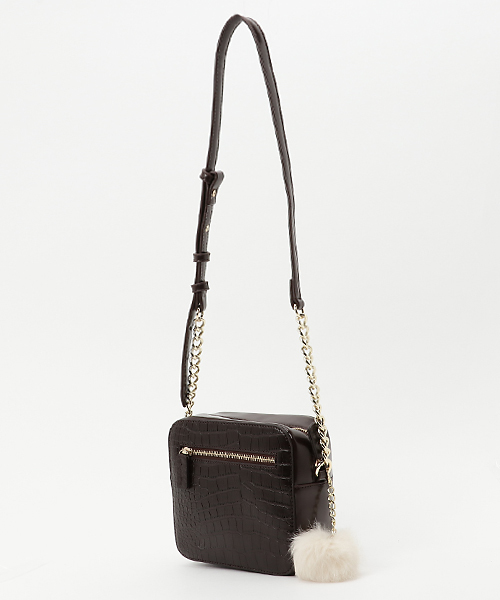 laboratory work（ラボラトリーワーク）の「チャーム付きクロコ型押し BOXショルダーバッグ（ショルダーバッグ・レディース・ブラウン/ベージュ・MEDIUM）」の3枚目の写真