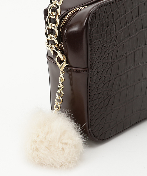 laboratory work（ラボラトリーワーク）の「チャーム付きクロコ型押し BOXショルダーバッグ（ショルダーバッグ・レディース・ブラウン/ベージュ・MEDIUM）」の6枚目の写真