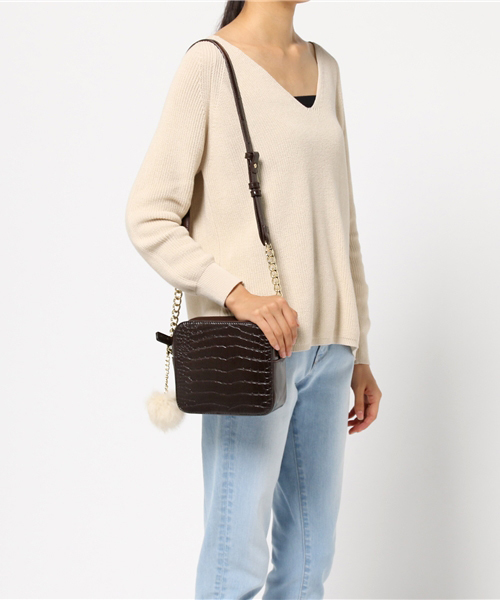 laboratory work（ラボラトリーワーク）の「チャーム付きクロコ型押し BOXショルダーバッグ（ショルダーバッグ・レディース・ブラウン/ベージュ・MEDIUM）」の10枚目の写真