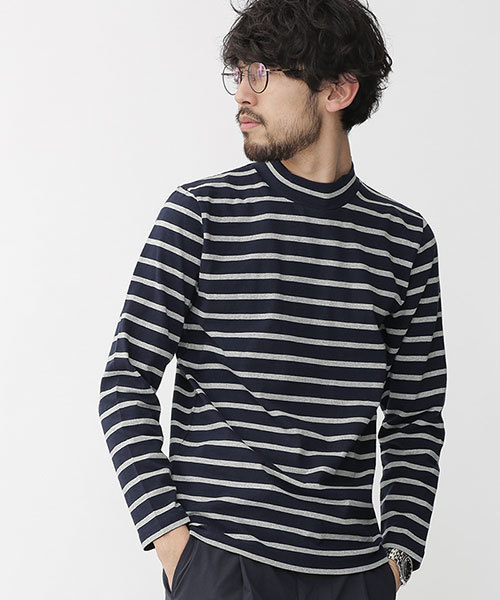 Nano Universe ナノユニバース の アメリカンコットンボーダーモックネックt Tシャツ カットソー Wear