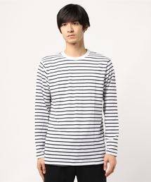 STYLEBLOCK | 消臭加工先染めボーダークルーネック長袖TシャツロンTカットソー(Tシャツ/カットソー)
