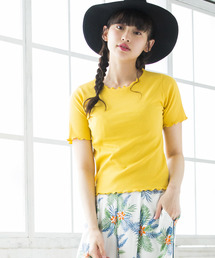 WEGO/メロウフリルリブTシャツ