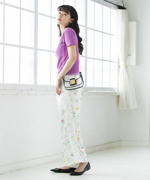 WEGO（ウィゴー）の「WEGO/メロウフリルリブTシャツ（Tシャツ/カットソー・レディース・レッド/イエロー/パープル/ブラック/ホワイト/ダークオレンジ/グリーン・FREE）」の8枚目の写真