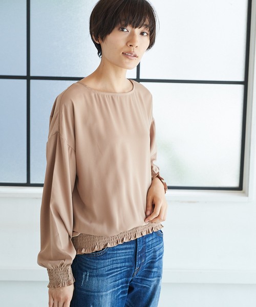 AMERICAN HOLIC（アメリカンホリック）の「シャーリングブラウス（シャツ/ブラウス・レディース・アイボリー/ブラック/ベージュ・FREE）」の3枚目の写真