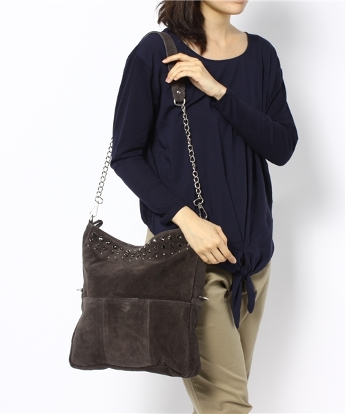 NANO universe（ナノユニバース）の「スタッズクラッチ（クラッチバッグ・レディース・グレー/ブラウン・FREE）」の3枚目の写真