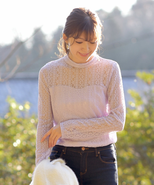 rps（アールピーエス）の「総レースプチハイネックブラウス（シャツ/ブラウス・レディース・オフホワイト/ホワイト系その他2/ブラック/ブラック系その他2/ラベンダー・M）」の5枚目の写真