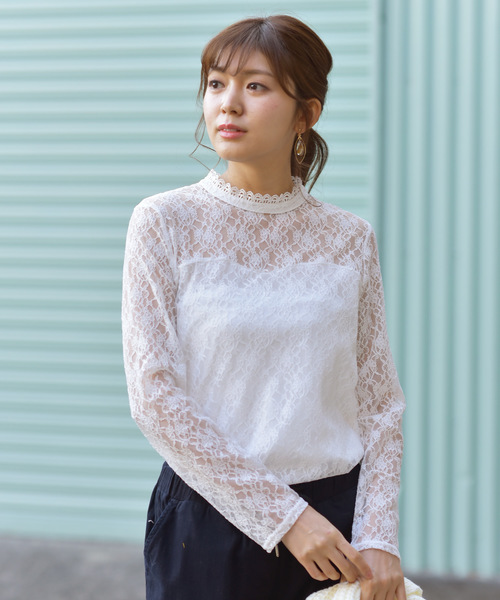 rps（アールピーエス）の「総レースプチハイネックブラウス（シャツ/ブラウス・レディース・オフホワイト/ホワイト系その他2/ブラック/ブラック系その他2/ラベンダー・M）」の3枚目の写真