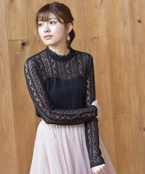 rps（アールピーエス）の「総レースプチハイネックブラウス（シャツ/ブラウス・レディース・オフホワイト/ホワイト系その他2/ブラック/ブラック系その他2/ラベンダー・M）」の4枚目の写真