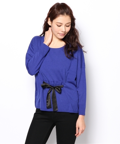 CIAOPANIC TYPY（チャオパニックティピー）の「ウエストリボンニットプルオーバー（ニット/セーター・レディース・ベージュ/イエロー/ネイビー/ブルー・FREE）」の4枚目の写真